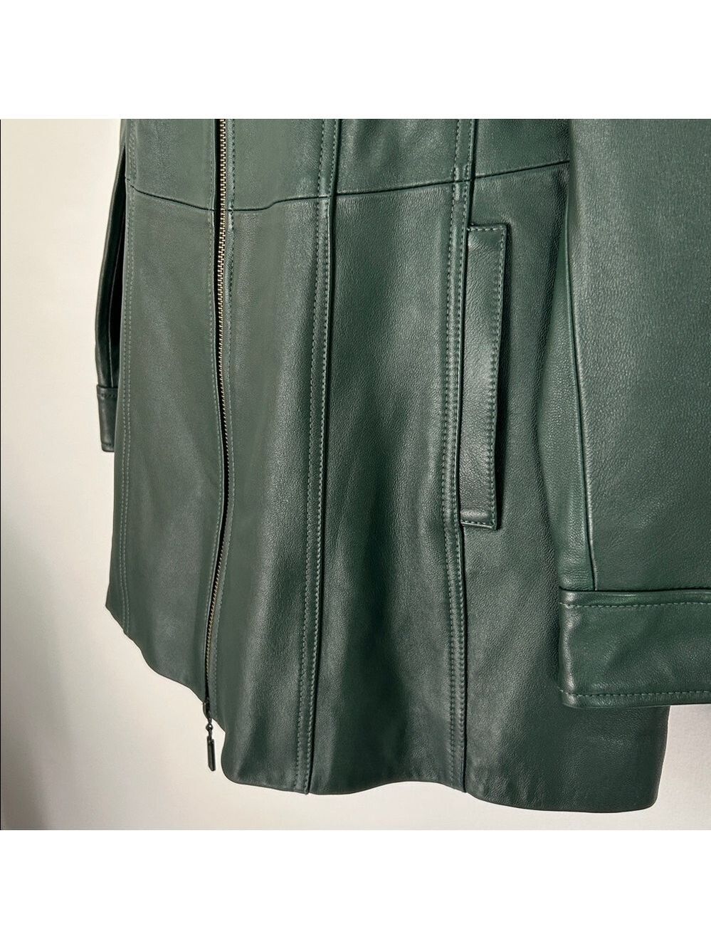 Denim & Co Women's Green Leather Jacket - Picture 3 of 13